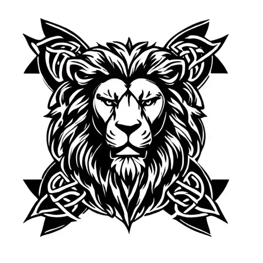 Celtic Cross With Lion Head
