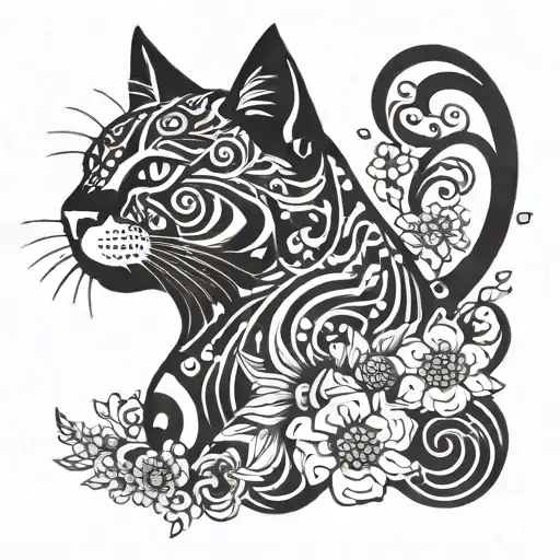 Cat And Flower