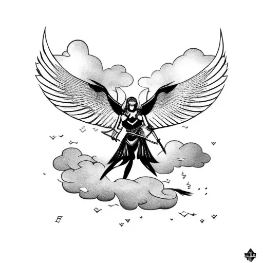 Valkyrie From Clouds Picking Up Dead