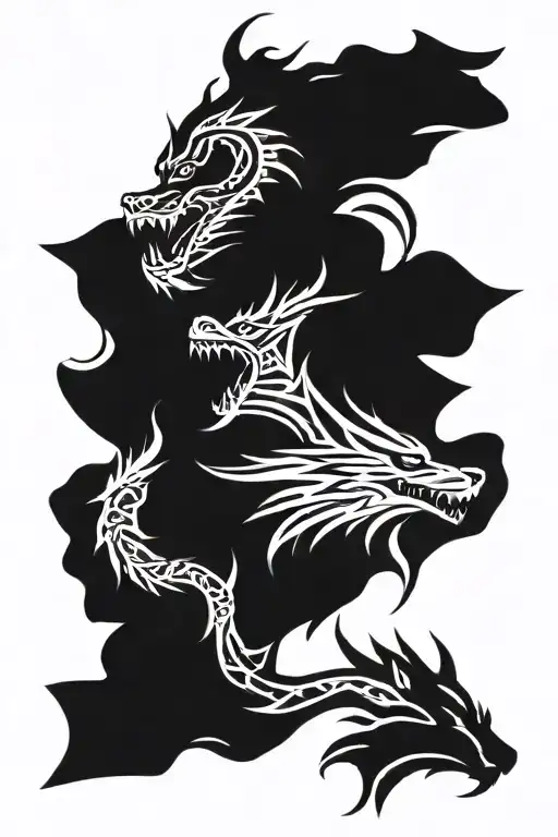 Dragon Head And Wolf Head