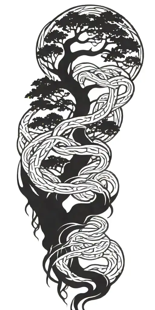 Twisted Intertwined Tree Intertwined Branches Reflection In Water