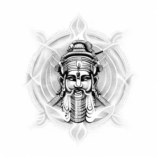 Ancient Indian Indra God With Modern Twist And Fire And Water