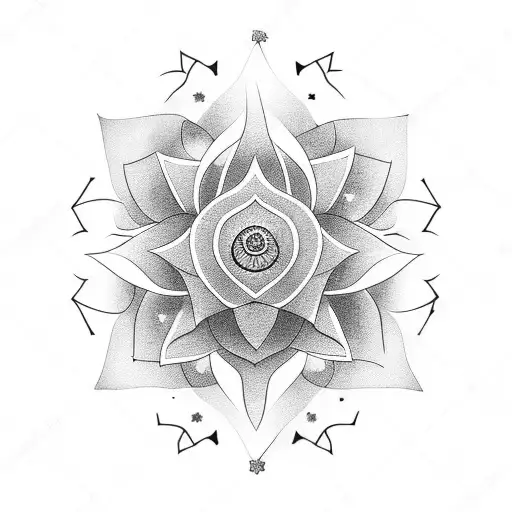 Lotus Flower And Moon With Stars
