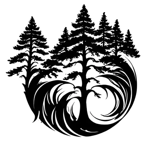 Tattoo Of A Cypress Tree Inside Of A Cool Design