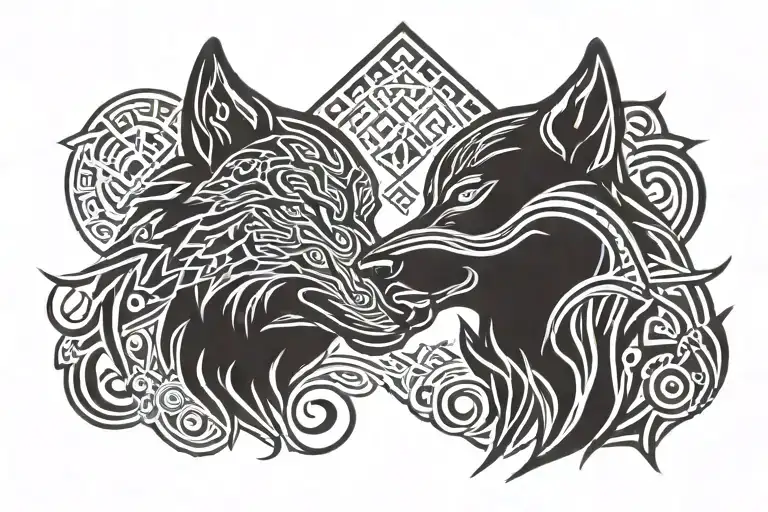 Cletic Weave Pattern Wolf