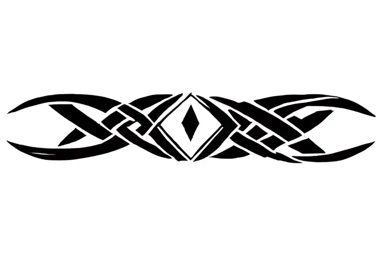 Abstract Viking Tribal Knot With Diamond In Middle