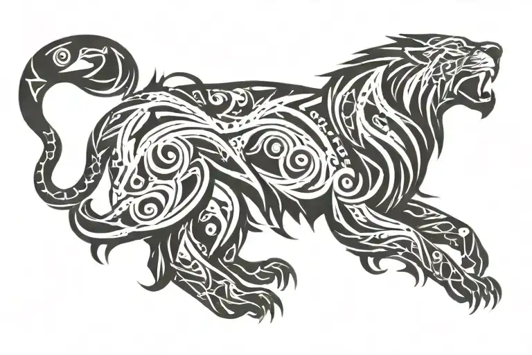 Side Profile Roaring Lion Constellation