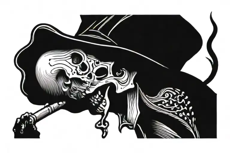 Van Gogh Smoking Skull