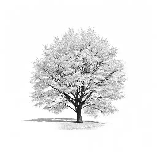 A Maple Tree With The Names Written In The Branches