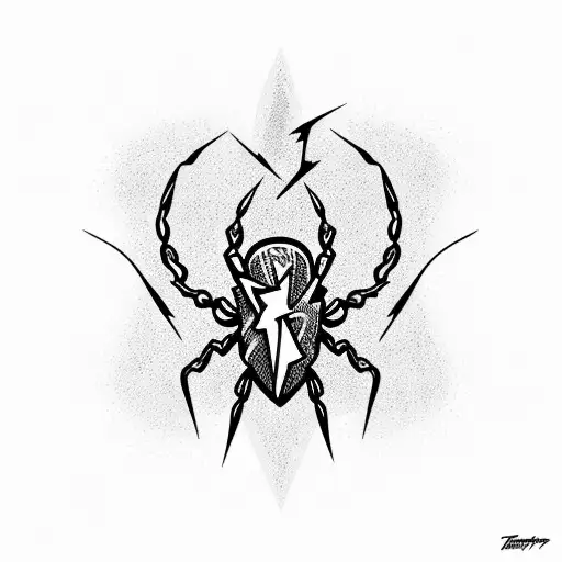 Lightning With Spider And Heart Sleeve