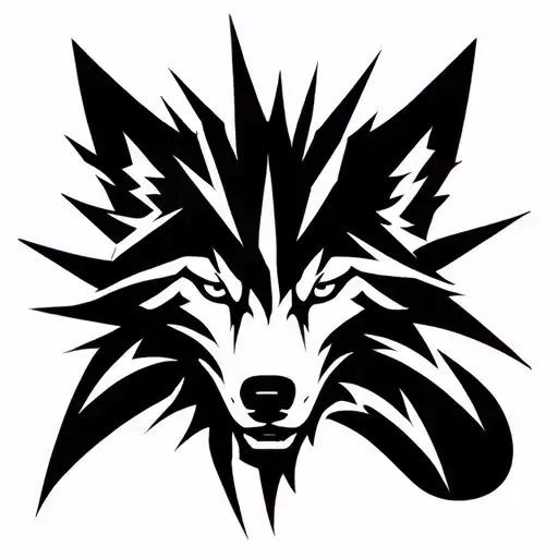 Neo Tribal Style Wolf Face Spikey Broken