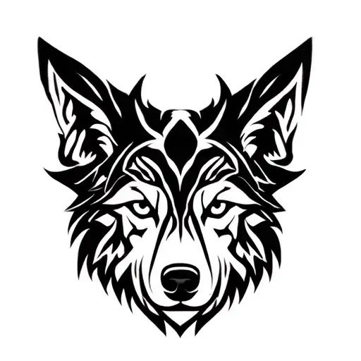 Neo Tribal Style Wolf Face