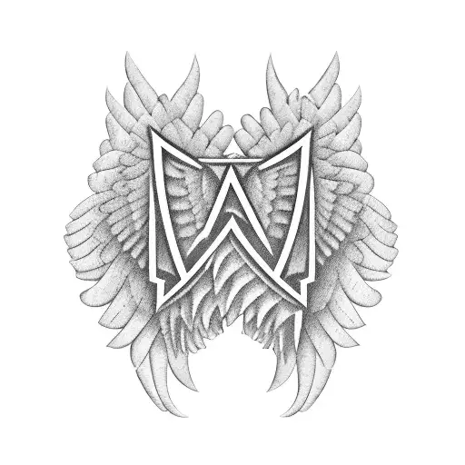 Wings With The Letter E In Left Wing And The Letter M In The Right Wing