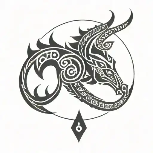 Capricorn Glyph Symbol Intertwined