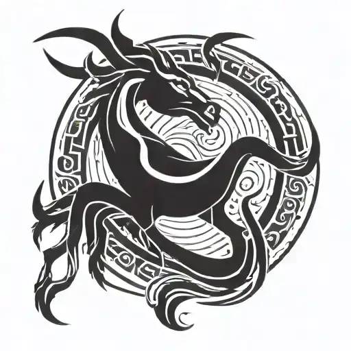 Capricorn Glyph Symbol Intertwinedwith Cancer Zodiac Sign