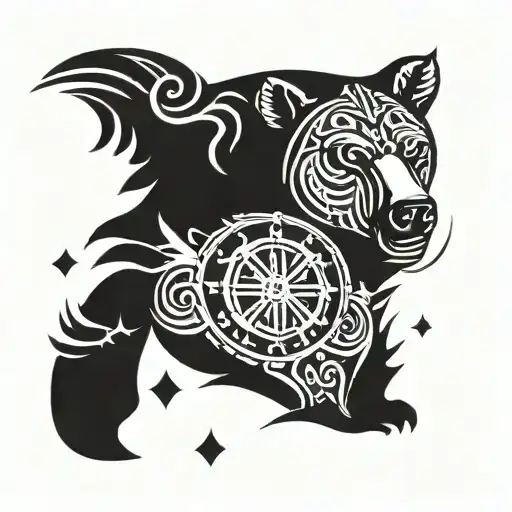 Tribal Bear With Vegvisir Rune Design