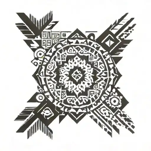 Native American Tribal Pattern Mix With Mexican Tribal