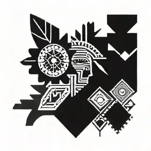 Cahuilla Native American Tribal Pattern Mix With Mexican Tribal