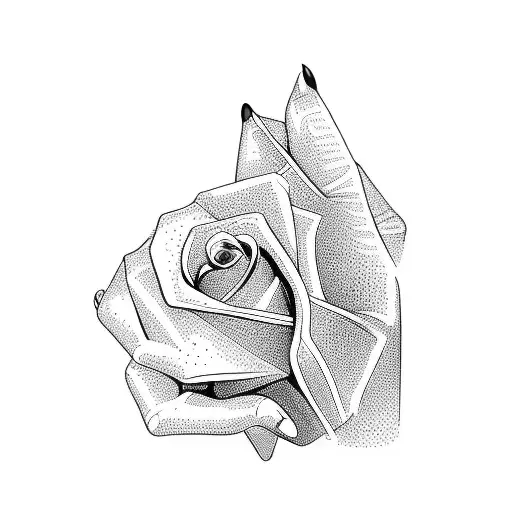 A Hand With A Rose Tattoo On It