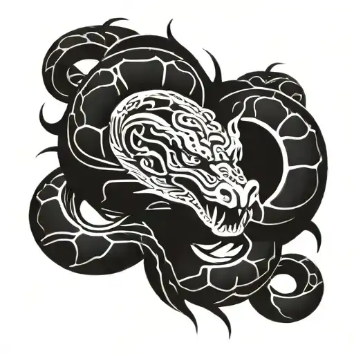 Japanese Dragan With Snake Wrapping