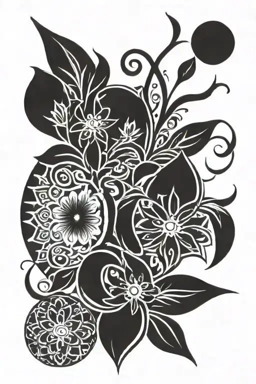 December And July Birth Flowers Tribal Sunrise Integrated