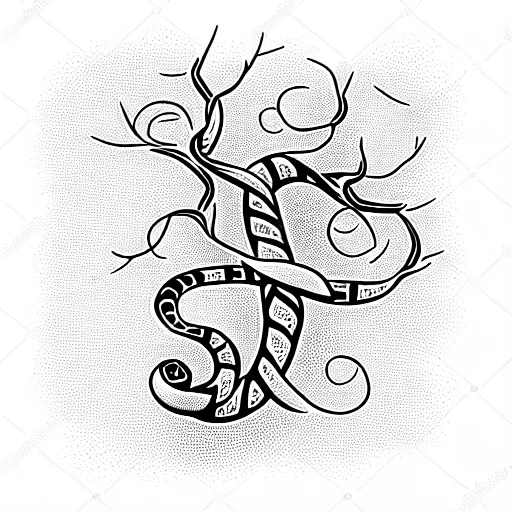Snake Wrapped Around Tree