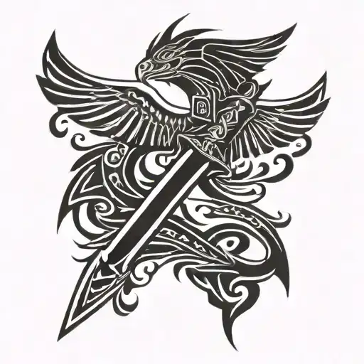 Sword And Wings Spread Wide