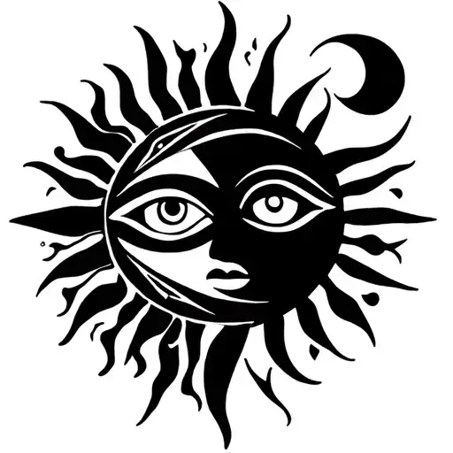 Sun And Moon With Face One Eye