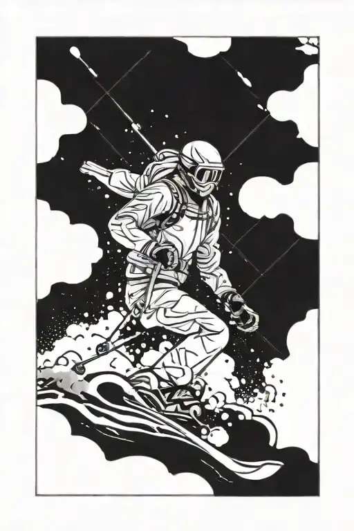 A Skier Carving Through Fresh Powder With Mont Blanc In The Background