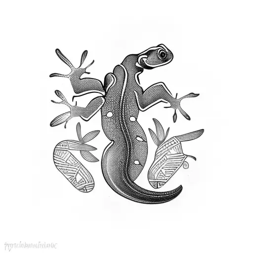 Black Gecko Tribal For Tattoo Design
