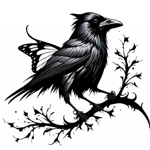 Raven And Butterfly