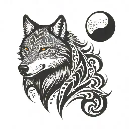 Wolf And Moon