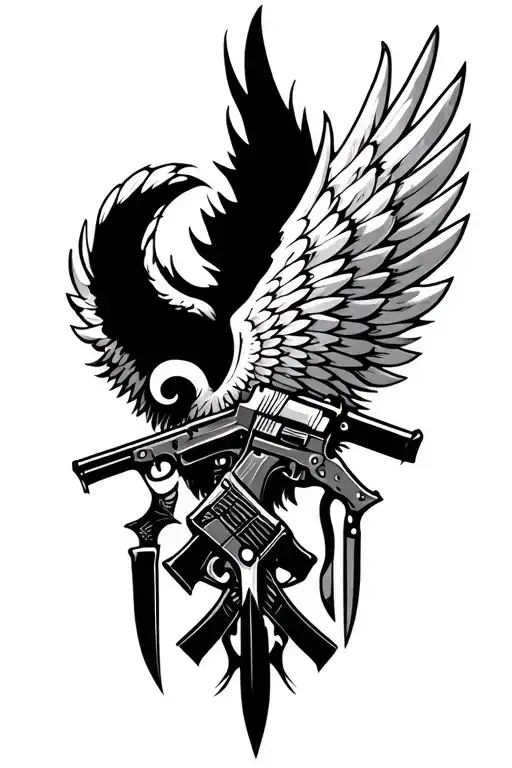 Angel Wings Made Out Of Guns And Knives