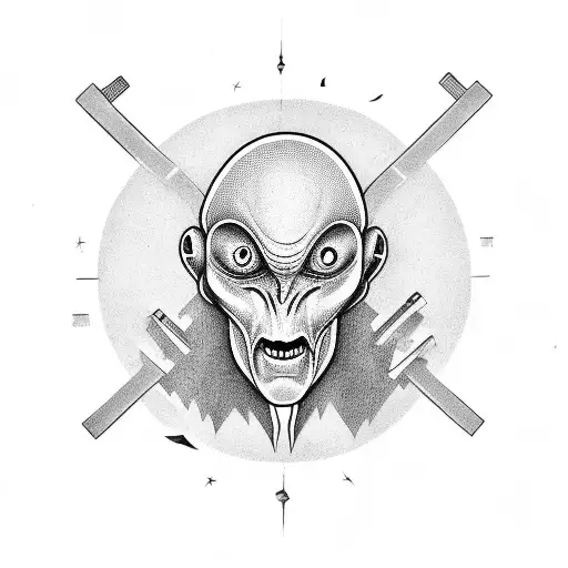 Grey Alien Coming Out Of A Ufo