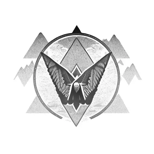 Mountains With Eagle Flying Above Them