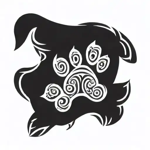 Tribal Tattoo Surrounding Dog Paw Print