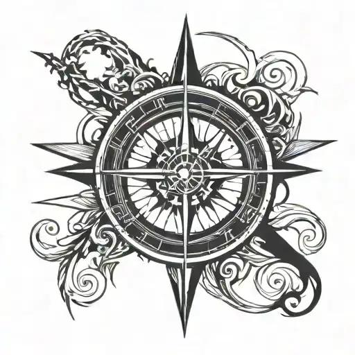 Lake George Sillohette Inside A Compass