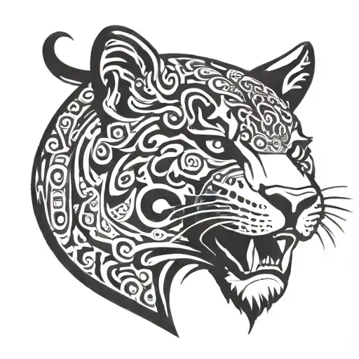Mayan Jaguar With Mayan Symbols