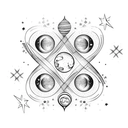 Hourglass Filled With Stars And Planets