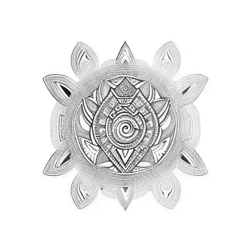 A Polynesian-inspired Design Of A Coffee Bean With Intricate Patterns Symbolizing Healing Energy