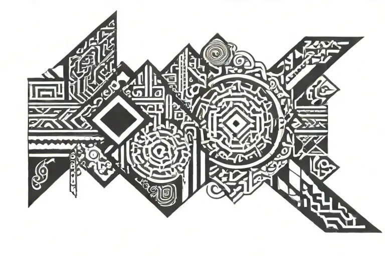 Black Arm Band Tattoo Design Incorporating Geometric Patterns