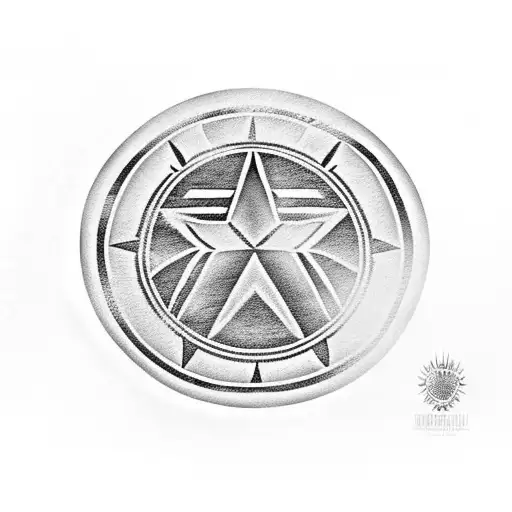 Aztec With Captain America Shield And Marvel Characters