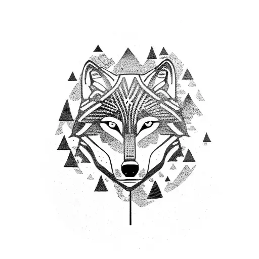 A Wolf Running Through A Dense Forest At Night