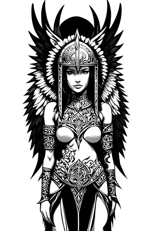 Valkyrie Maiden With Winged Helm With Wings