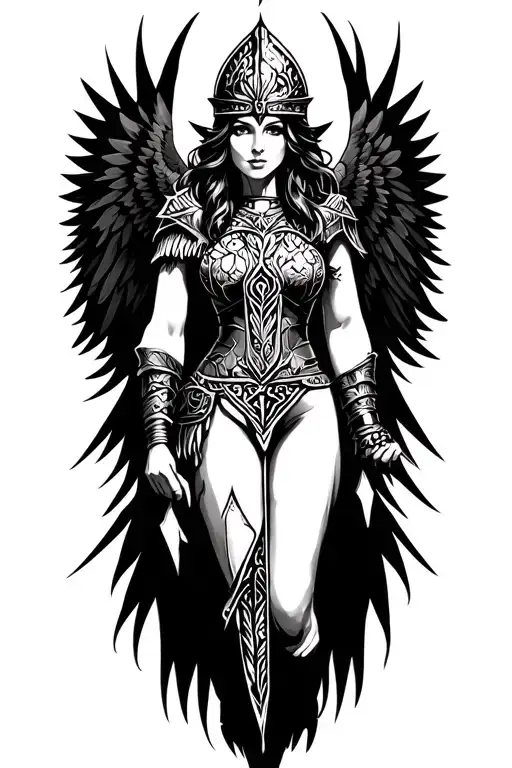 Valkyrie Maiden With Winged Helm With Wings