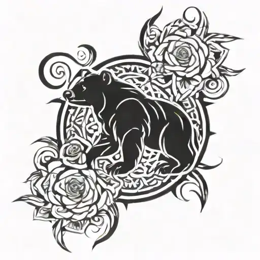 Bear Paw With Rose In The Middle