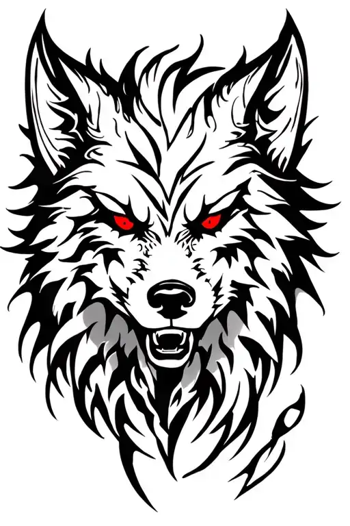 Black Fenrir With Red Eyes