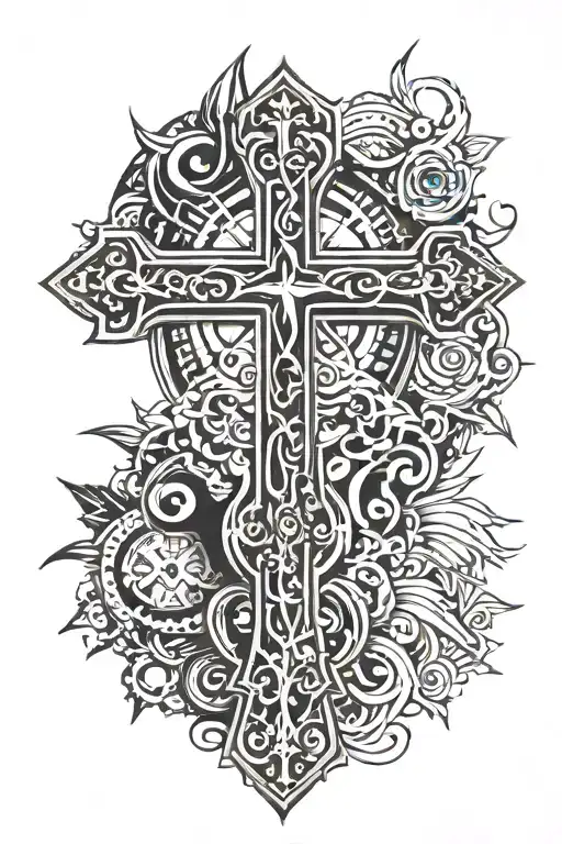 Cross In Foreground Of Christian Theme Sleeve