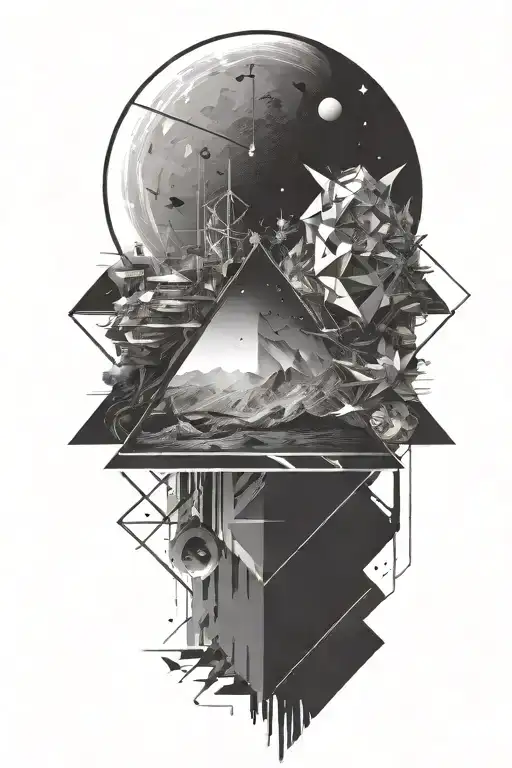 A Space Landscape Inspired By Technology That Shatters Into Geometric Pieces