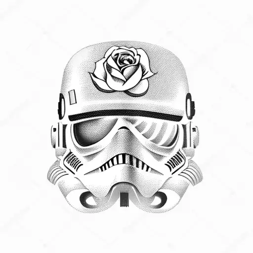 Storm Trooper Helmet Like A Skull With Roses